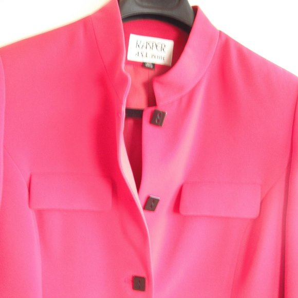 Kasper ASL Women's RED Blazer Jacket Polyester Size 12 Petite Longs Sleeve - Picture 12 of 14